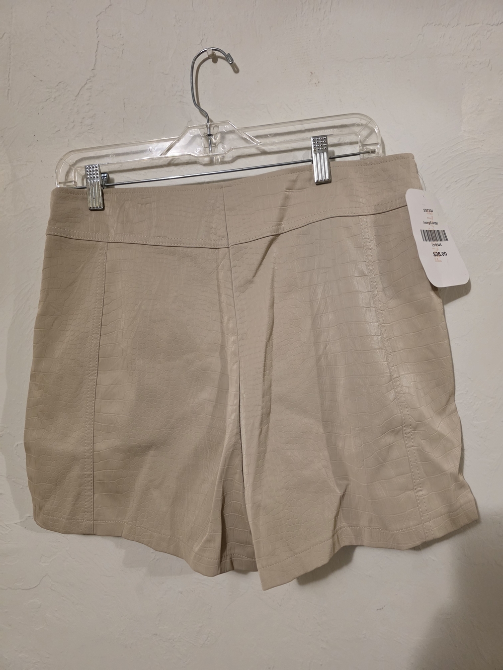 She + Sky Beige Croc-Embossed Tailored Shorts